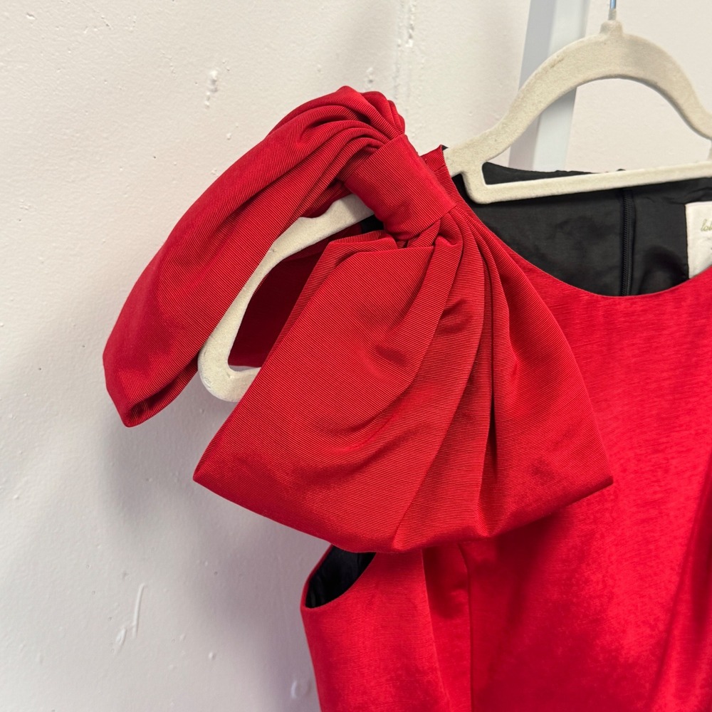 Lotus Grace Sleeveless Bow Shoulder Sheath Cocktail Mini Dress Size 4 Red - Picture 5 of 10